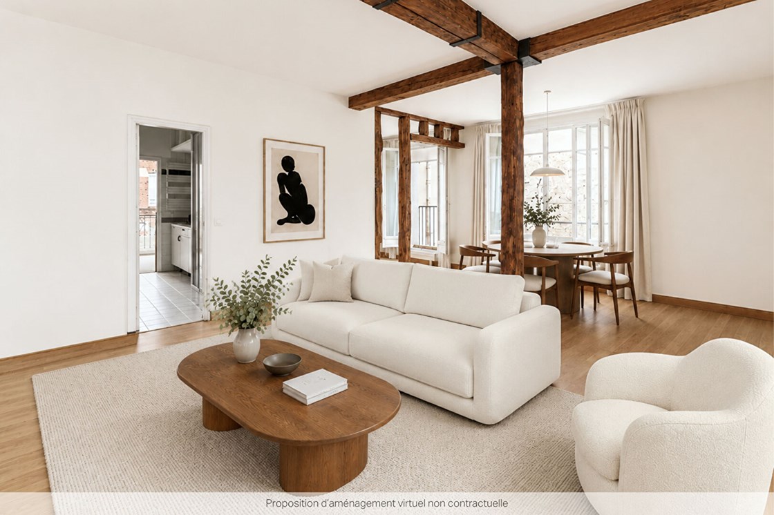 Appartement traversant - 3 pièces - 81,82 m² - Paris 4ème