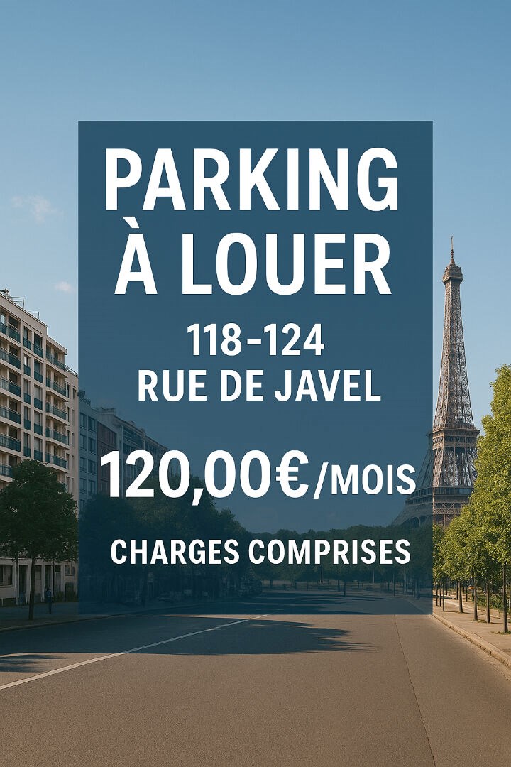 Parking à louer rue de Javel