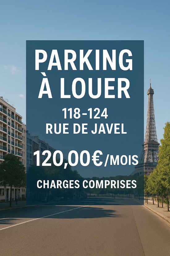 Parking à louer rue de Javel
