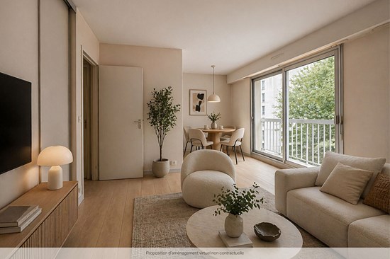 2 pièces avec balcon filant et parking - Volontaires