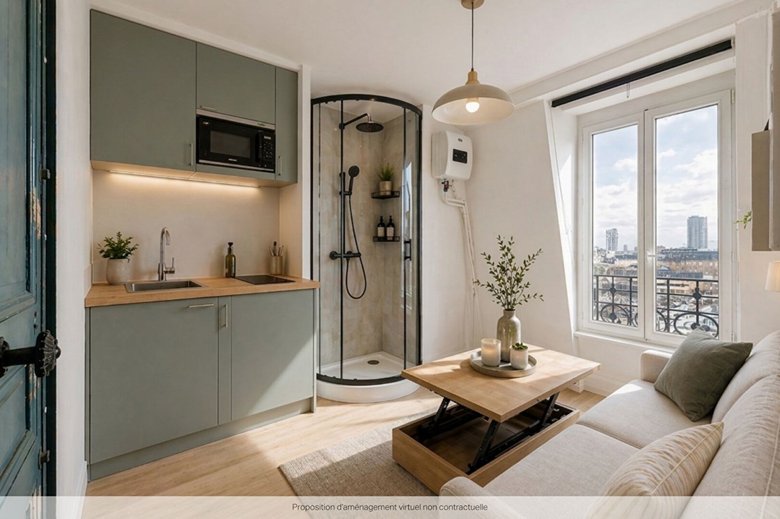 Studio avec point d'eau, WC sur palier