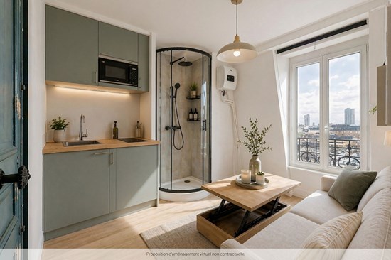 Chambre avec point d'eau, WC sur palier
